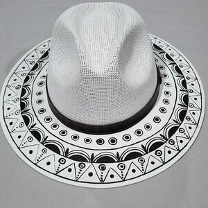 Stylish White and Black Patterned Hat
